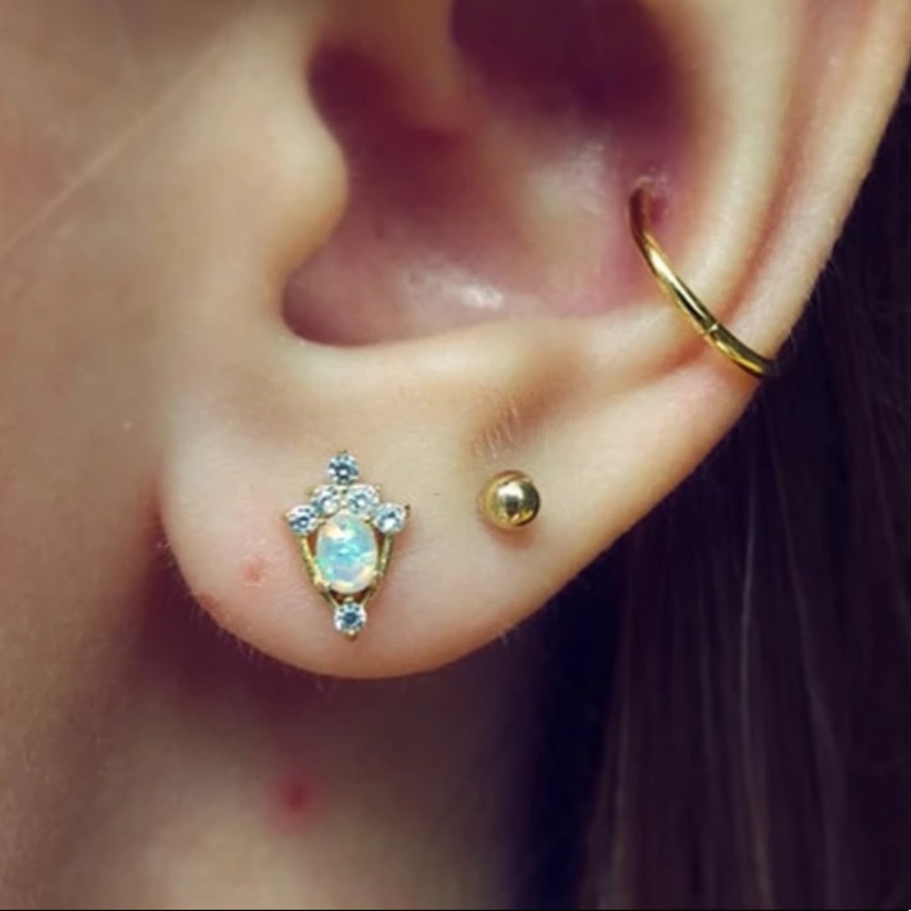 Dainty Fire Opal Earrings - Picture 6 of 6